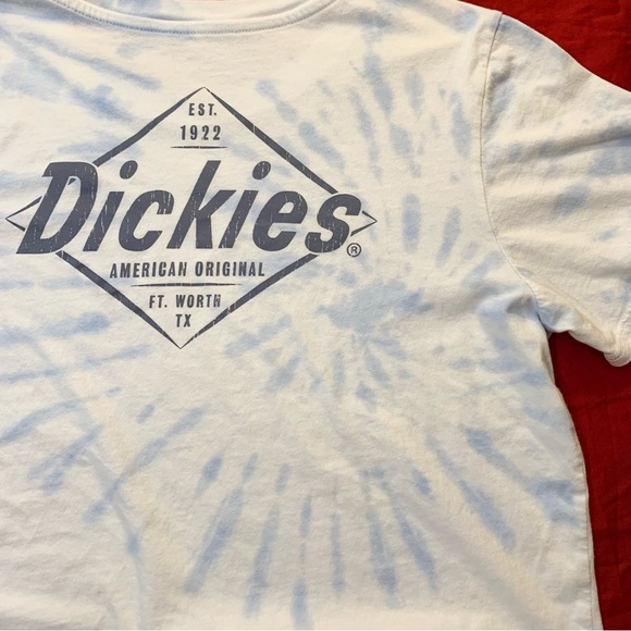 Dickie’s Crop T-Shirt White and Blue Tie Dye Women’s Size Large - Picture 6 of 8